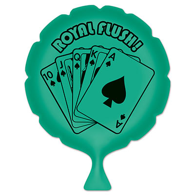 Green Royal Flush! Whoopee Cushion with a hand of cards showing a royal flush.