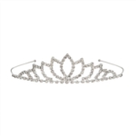 Silver tiara with shimmering rhinestones.