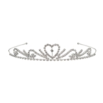 Silver tiara with shimmering rhinestones.