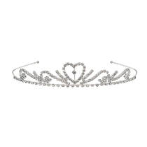 Silver tiara with shimmering rhinestones.
