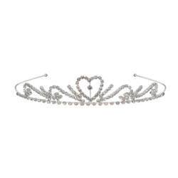 Silver tiara with shimmering rhinestones.