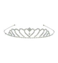 Silver tiara with shimmering rhinestones.
