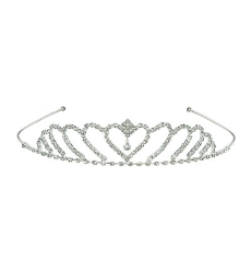 Silver tiara with shimmering rhinestones.