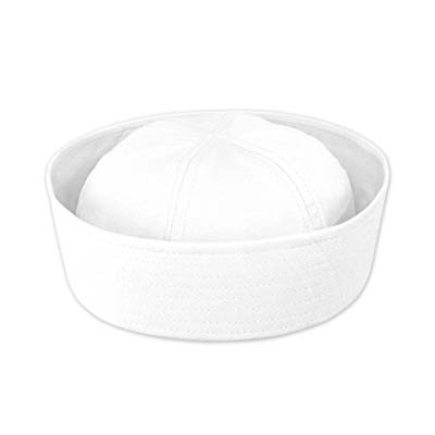 Plain white fabric sailors hat.