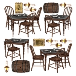 Saloon Table Props of items found in a saloon printed on thin plastic material.