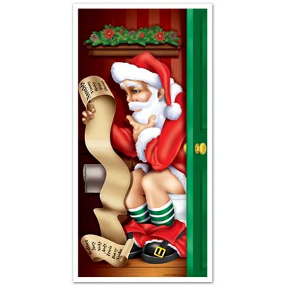 Santa Restroom Door Cover (Pack of 12) Santa Restroom Door Cover, Christmas, santa, door cover, wholesale, inexpensive, bulk