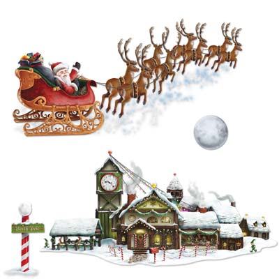 Santas Sleigh & Workshop Props (Pack of 12) Santas Sleigh & Workshop Props, decoration, christmas, winter, wholesale, inexpensive, bulk