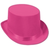 Pink top hat that is made of a satin material.