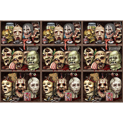 Scary Heads Backdrop (Pack of 6) Hallowen, head, backdrop, photo, pictures, prop, guts, monster 
