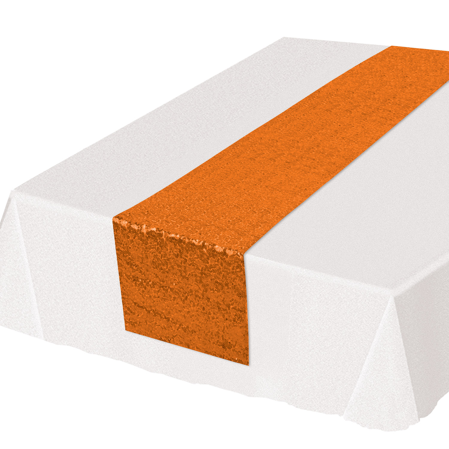 Orange Sequined Table Runner (Pack of 12) Sequined Table Runner, sequined, table runner, decoration, orange, new years eve, prom, wholesale, inexpensive, bulk