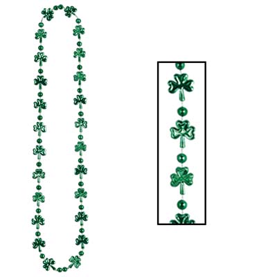Plastic Green Shamrock Beads for St. Patricks Day