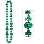 Plastic Green Shamrock Beads with Kiss Me Lips