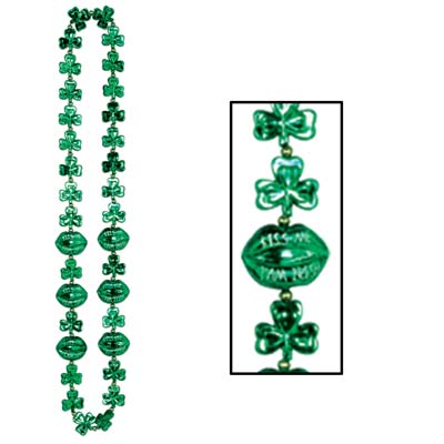Plastic Green Shamrock Beads with Kiss Me Lips