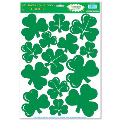 Various sized St. Patricks Day Shamrocks for windows.