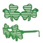 Shuttered glasses with lenses shaped at shamrocks for St. Patrick's Day.