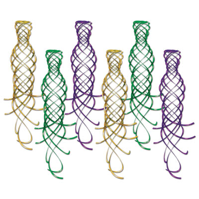 Green, gold and purple metallic shimmering whirls.