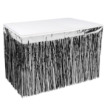 Silver/Black 2-Ply Metallic Table Skirting (Pack of 6) silver black table skirting, metallic table skirt, 30 x 14 table skirting, black and silver party décor, 1 ply metallic skirt, event table decorations, Party Express table skirting