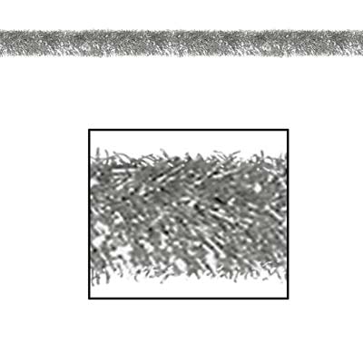 Silver Gleam N Tinsel Garland made of metallic tinsel material.