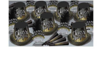 Silver & Gold Cheers To NYE - New Years Party Kit for 50 Silver, Gold, Cheers, New Year, New Years Eve, men, ladies, 50 people, wearables 