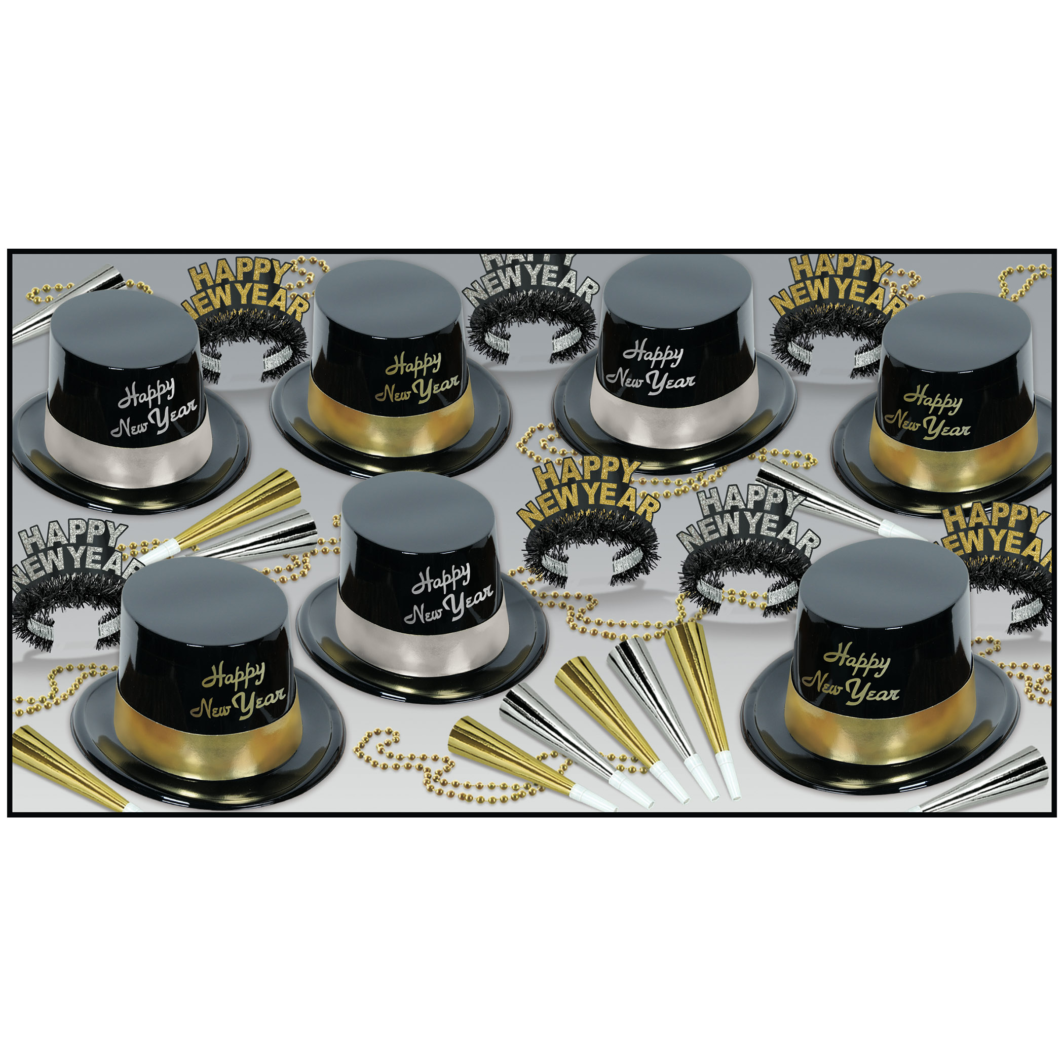 Silver Gold Legacy New Years Party Kit for 50 New Years, party, favors, New Years Eve kits, silver, gold, legacy 
