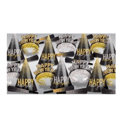 Silver & Gold Midnight Burst Asst for 25  New Year party kit, silver gold party favors, Midnight Burst assortment, New Year’s Eve accessories, elegant party hats, festive tiaras, celebration horns, Party Express New Year supplies
