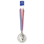 Silver Medal with Red, White and Blue Ribbon 