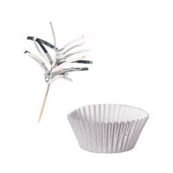 Silver Metallic Cupcake Liners & Picks