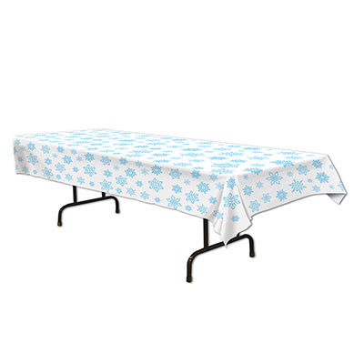 Snowflake Table white w/ blue snowflakes for a Christmas party