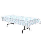 Snowflake Table white w/ blue snowflakes for a Christmas party