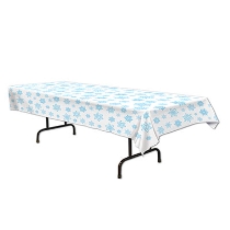 Snowflake Table white w/ blue snowflakes for a Christmas party