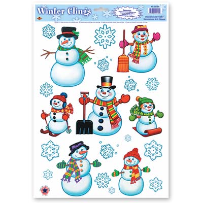 Snowman and Snowflake Cling Decorations