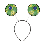 Soccer Ball Boppers - Brasil (Pack of 12) boppers Brasil, Brazil party favors, green soccer ball boppers, yellow detail soccer boppers, PVC board soccer balls, spring head boppers, snap-on headband boppers, Brazil themed accessories, soccer party supplies, star themed party items, Party Express Brasil boppers