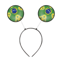 Soccer Ball Boppers - Brasil (Pack of 12) boppers Brasil, Brazil party favors, green soccer ball boppers, yellow detail soccer boppers, PVC board soccer balls, spring head boppers, snap-on headband boppers, Brazil themed accessories, soccer party supplies, star themed party items, Party Express Brasil boppers