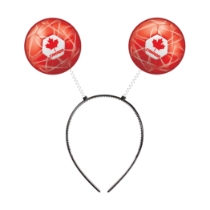 Soccer Ball Boppers - Canada (Pack of 12) boppers Canada, Canada party favors, maple leaf boppers, red soccer ball headbands, PVC board soccer balls, spring head boppers, snap-on headband boppers, Canada Day accessories, soccer party supplies, Canadian themed decorations, Party Express Canada boppers