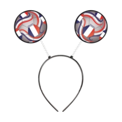 Soccer Ball Boppers - France (Pack of 12) boppers France, France party favors, Tricolore soccer boppers, French flag headbands, Printed PVC Board boppers, spring head boppers, snap-on headband boppers, France themed accessories, soccer party supplies, French decorations, Party Express France boppers
