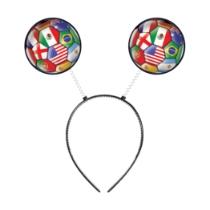 Soccer Ball Boppers - International (Pack of 12) boppers international, world flag boppers, international party favors, global soccer ball headbands, Printed PVC Board boppers, spring head boppers, snap-on headband boppers, multicultural accessories, international decorations, soccer party supplies, Party Express international boppers