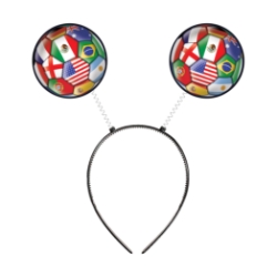 Soccer Ball Boppers - International (Pack of 12) boppers international, world flag boppers, international party favors, global soccer ball headbands, Printed PVC Board boppers, spring head boppers, snap-on headband boppers, multicultural accessories, international decorations, soccer party supplies, Party Express international boppers