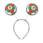Soccer Ball Boppers - Mexico (Pack of 12) boppers Mexico, Mexico party favors, Mexican flag boppers, green white red soccer ball headbands, Mexican coat of arms accessories, eagle on cactus design, Printed PVC Board boppers, spring head boppers, Mexico themed decorations, soccer party supplies, Party Express Mexico boppers