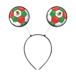 Soccer Ball Boppers - Mexico (Pack of 12) boppers Mexico, Mexico party favors, Mexican flag boppers, green white red soccer ball headbands, Mexican coat of arms accessories, eagle on cactus design, Printed PVC Board boppers, spring head boppers, Mexico themed decorations, soccer party supplies, Party Express Mexico boppers