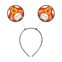 Soccer Ball Boppers - Spain (Pack of 12) boppers Spain, Spain party favors, Spanish coat of arms boppers, red and orange soccer ball headbands, Printed PVC Board boppers, spring head boppers, snap-on headband boppers, Spain themed accessories, soccer party supplies, Spanish decorations, Party Express Spain boppers
