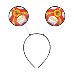 Soccer Ball Boppers - Spain (Pack of 12) boppers Spain, Spain party favors, Spanish coat of arms boppers, red and orange soccer ball headbands, Printed PVC Board boppers, spring head boppers, snap-on headband boppers, Spain themed accessories, soccer party supplies, Spanish decorations, Party Express Spain boppers