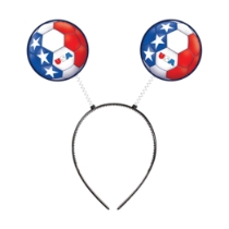 Soccer Ball Boppers - United States (Pack of 12) boppers USA, United States party favors, red white blue boppers, USA star headbands, patriotic soccer ball accessories, Printed PVC Board boppers, spring head boppers, USA themed decorations, soccer party supplies, Party Express USA boppers