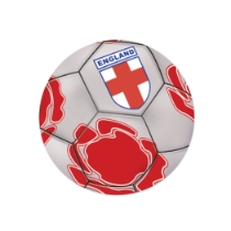 Soccer Ball Peel 'N Place - England (Pack of 12) England soccer decorations, English peel and place decals, red cross soccer décor, white and red soccer decals, thin plastic wall decals, 5¼ inch soccer stickers, Party Express England decorations, international soccer party supplies
