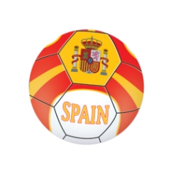 Soccer Ball Peel N Place - Spain (Pack of 12) Spain soccer decorations, Spanish peel and place decals, Spain coat of arms décor, red and orange soccer decals, thin plastic wall decals, 5¼ inch soccer stickers, Party Express Spain decorations, international soccer party supplies