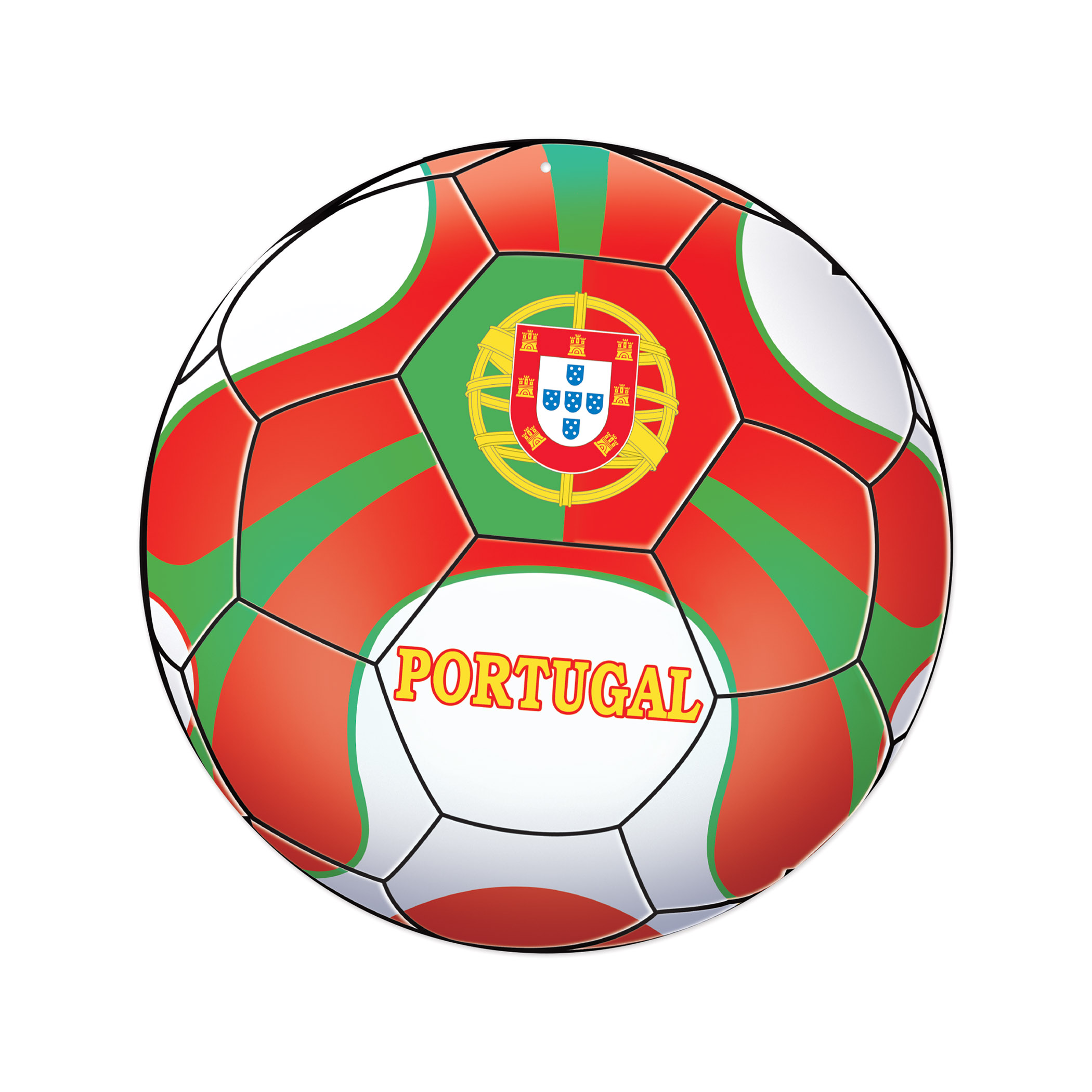 Soccer Cutout - Portugal (Pack of 12) Portugal soccer cutout, Portuguese party decorations, soccer party supplies, Portugal sports décor, Portugal soccer theme, double-sided soccer cutouts, soccer decorations pack of 12, Party Express soccer décor