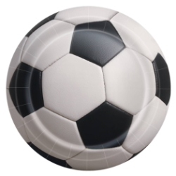 Soccer Dessert Plates (Pack of 96) soccer dessert plates, soccer party plates, sports plates, 7 inch plates, cardboard dessert plates, soccer tableware, printed soccer plates, Party Express soccer supplies