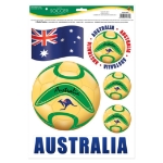 Soccer Peel 'N Place - Australia (Pack of 12) Australia soccer decorations, soccer peel and place decals, Australian flag soccer décor, reusable wall decals, sports party decorations, soccer party supplies, Australia team spirit, Party Express soccer décor