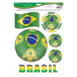 Soccer Peel N Place - Brasil (Pack of 12) soccer peel and place brasil, brazil soccer decorations, brazil party supplies, soccer decals brazil, brazil themed party décor, reusable soccer stickers, sports party decorations, brazil fan gear, soccer wall decals, brazil soccer party