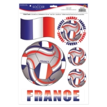 Soccer Peel 'N Place - France (Pack of 12) france soccer decorations, soccer peel n place france, french soccer decals, france party supplies, french themed décor, reusable soccer stickers, france fan gear, soccer wall decals france, sports party decorations, france soccer party