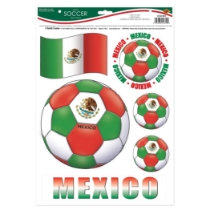 Soccer Peel 'N Place - Mexico (Pack of 12) mexico soccer decorations, soccer peel n place mexico, mexican soccer decals, mexico party supplies, mexican themed décor, reusable soccer stickers, mexico fan gear, soccer wall decals mexico, sports party decorations, mexico soccer party